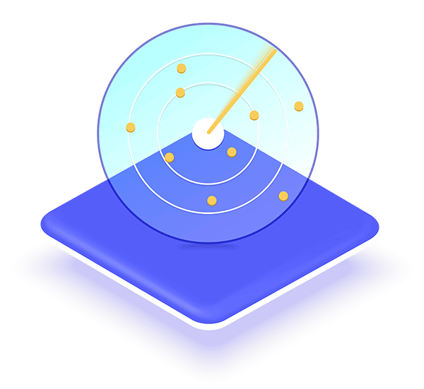 Event marketing drive-time map — a radar showing users' relative locations